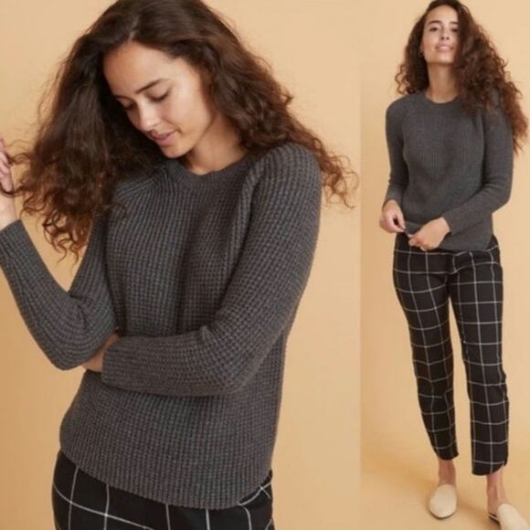 Marine Layer Delaney waffle knit gray sweater pullover wool - Picture 9 of 9